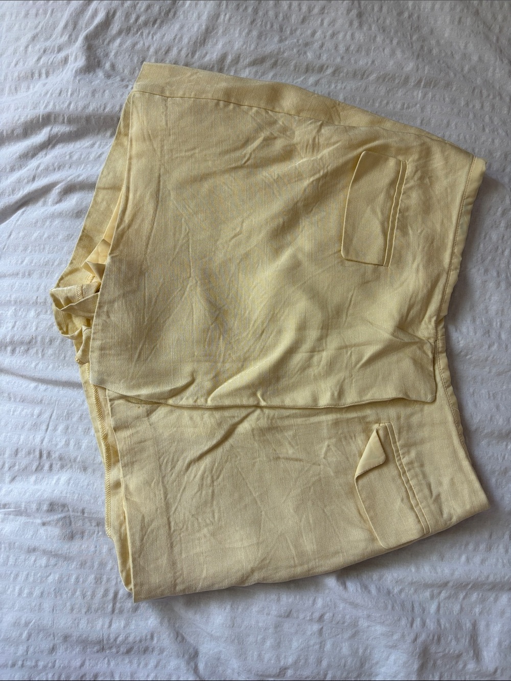 Women's Yellow Linen-Blend Skort